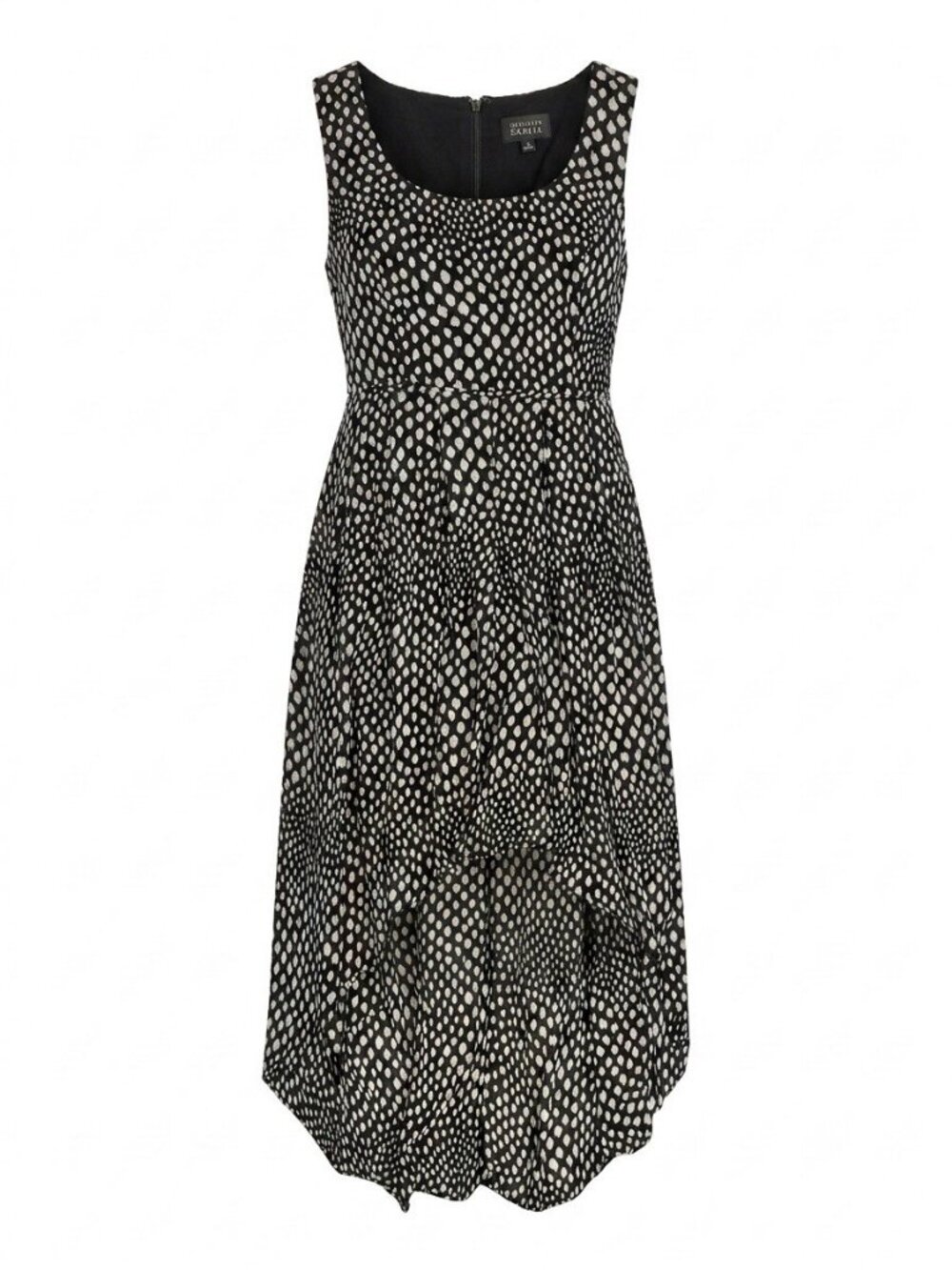 Adrianna Papell Black White Polka Dot High Low Midi Dress Sleeveless Size 14
